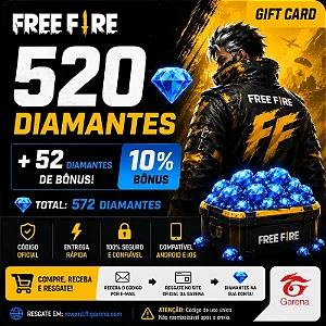 Recarga Free Fire 520 Diamantes Código Digital - Envio Imediato