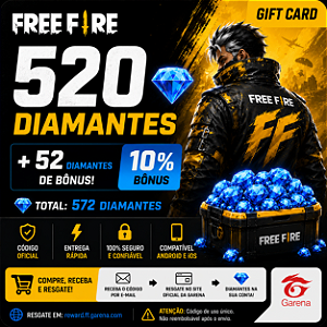 Recarga Free Fire 520 Diamantes Código Digital - Envio Imediato