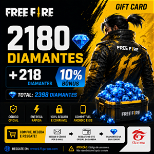 Recarga Free Fire 2180 Diamantes Código Digital - Envio Imediato