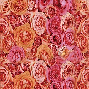 Papel Adesivo Floral Rosa e Laranja
