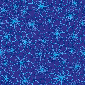 Papel Adesivo Floral Azul Neon