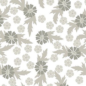 Papel Adesivo Floral Branco e Cinza