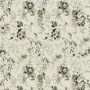 Papel Adesivo Floral Branco e Cinza 02
