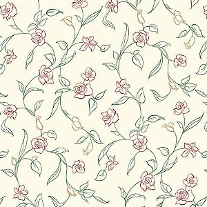 Papel Adesivo Floral Rosas Com Folhas