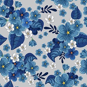 Papel Adesivo Floral Azul 01