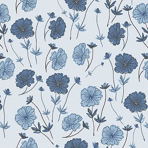 Papel Adesivo Floral Azul 02