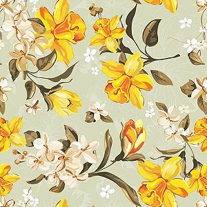 Papel Adesivo Floral Amarelo 01