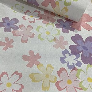 Faixa de Papel de Parede Floral Colorido Rolo com 10 Metros