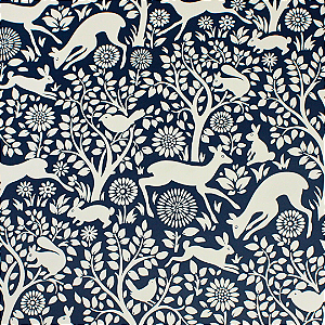 Papel de Parede Floral Azul Marinho Rolo com 10 Metros