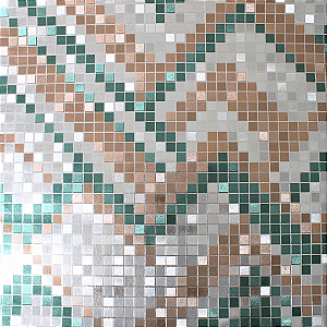 Papel de Parede Pastilhas Prata, Rosé e Verde Rolo com 10 Metros