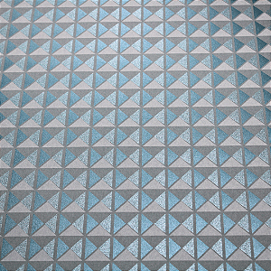 Papel de Parede Geométrico Tons de Azul e Cinza Rolo com 10 Metros