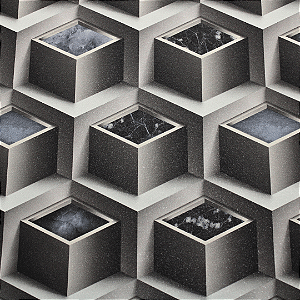 Papel de Parede Geométrico 3D Tons Escuros  Rolo com 10 Metros