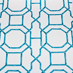Papel de Parede Geométrico Tons de Azul e Branco Rolo com 10 Metros