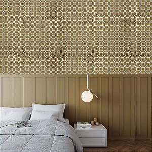 Papel de Parede Adesivo Octógonos Geométricos Marrom Vinílico Impermeável 5MX45CM