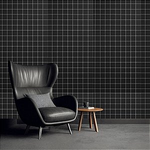 Papel de parede Adesivo Quadriculado Preto Liso Fosco Vinílico Impermeável 5MX45CM