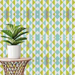Papel de Parede Adesivo Geométrico Triângulos Verde Menta Vinílico Impermeável 5MX45CM