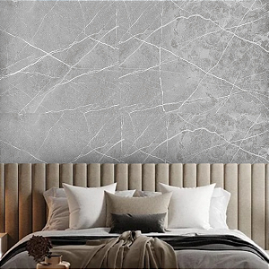 Papel De Parede Adesivo Mármore Cinza Brilhante Importado Vinílico Impermeável 5MX45CM