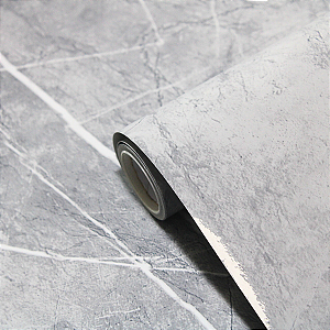 Papel De Parede Mármore Cinza Adesivo Brilhante Lavável Vinílico Sala Quarto Rolo 5MX60CM