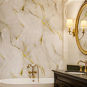 Papel de Parede Adesivo Mármore Dourado Vinílico Lavável Importado 5MX45CM