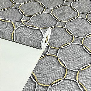 Papel de Parede Geométrico efeito Aço Escovado Importado Luxo 15 Metros para Residencial e Comercial