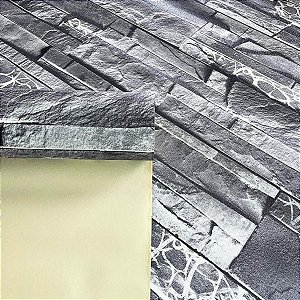 Papel de Parede efeito Pedras Escuras Luxo 15 Metros Lavável para Residencial e Comercial