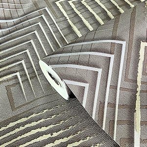 Papel de Parede Geométrico tons Escuros Importado Luxo 15 Metros Lavável para Residencial e Comercial