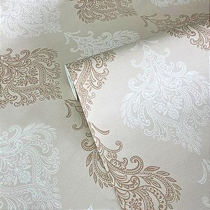 Papel de parede Arabesco tons de Bege Importado 15 Metros
