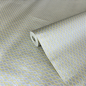 Papel de Parede Geométrico fundo Aço Escovado Importado Luxo 15 Metros Lavável para Residencial e Comercial