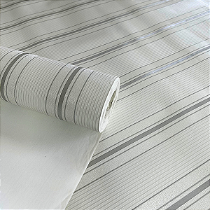 Papel de Parede Listras Cinza Suave Importado Luxo 15 Metros Lavável para Residencial e Comercial