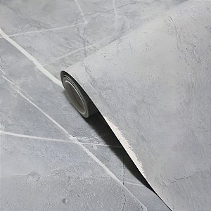 Papel De Parede Mármore Cinza Adesivo Brilhante Lavável Sala Quarto Rolo 2MX60CM Vinílico