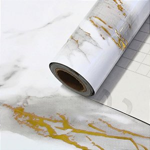 Papel de Parede Autocolante Mármore Brilhante Vinílico Sala Bancada Cozinha Decoração 5Mx45CM