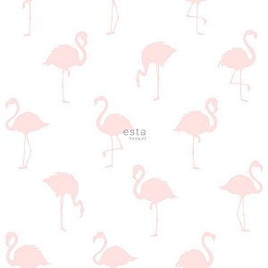 Papel de Parede Vinicilo - Flamingo - Branco e Rosa
