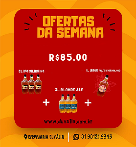 OFERTA DA SEMANA: COMBO 3L BLONDE ALE + 3L IPA SILIBRINA + 1L LAGER FRUTAS VERMELHAS