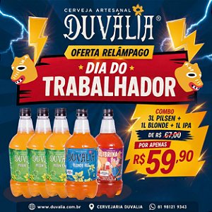 COMBO DO TRABALHADOR: 3L PILSEN + 1L BLONDE + 1L IPA