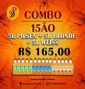 COMBO 15ÃO: 5L PILSEN EXTRA + 5L BLONDE ALE + 5L WEISS