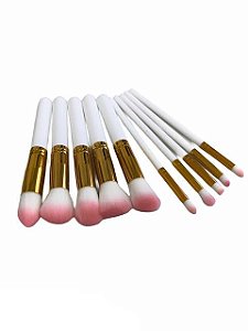 Kit 10 Pincéis Kabuki Branco
