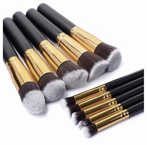 Kit 10 Pincéis Kabuki - Preto