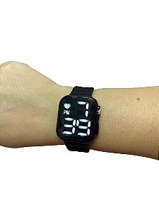Relógio Digital Led Pulseira De Silicone - Preto