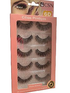 Cartela 5 Pares de Cílios Postiços 6D - CSN