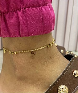 Tornozeleira Dourado em Aço Inoxidável 01 - NÃO HÁ TROCA