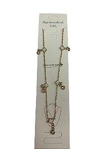 Colar Trevo Pequeno Dourado - Aço Inoxidável