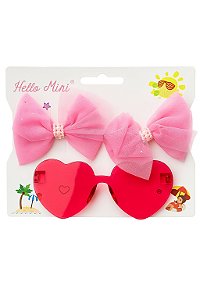 Kit Óculos de Coração (Pink) + Presilha Infantil