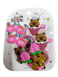 Kit Presilhas + Xuxinha Ursinho (Rosa)