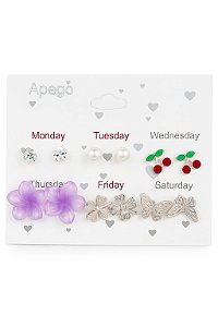 Kit 6 Brincos Days of the Week N°901