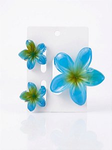 Kit 3 Presilhas Flor (Azul com Verde)
