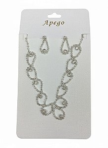Conjunto Colar e Brinco Brilhante Prata N° 220