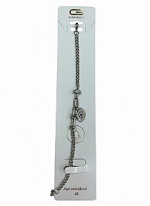 Pulseira Aço Inoxidavel Olho Grego Prata N°222