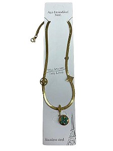 Colar Van Cleef Verde Aço Inoxidavel N°225