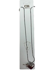 Colar de Coração Prata Aço Inoxidável