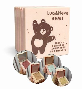 Blush, Contorno, Iluminador e Pó Compacto 4 em 1 Cor 02 - Lua e Neve